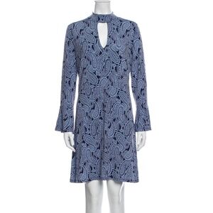 Michael Kors Blue Paisley Mini Dress - Size M